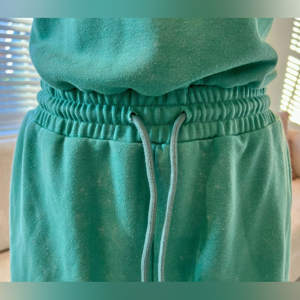 Blush Clothing Sea Foam Mineral Wash Green Romper Open Back - Picture 3 of 16